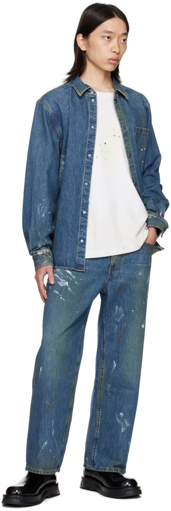 HELMUT LANG Relaxed-fit T-shirt With Unique Splatter Print In Neutral