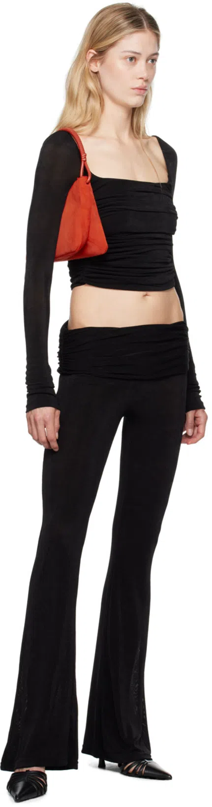 PARIS TEXAS Black Leather Mule Nadia In Blue