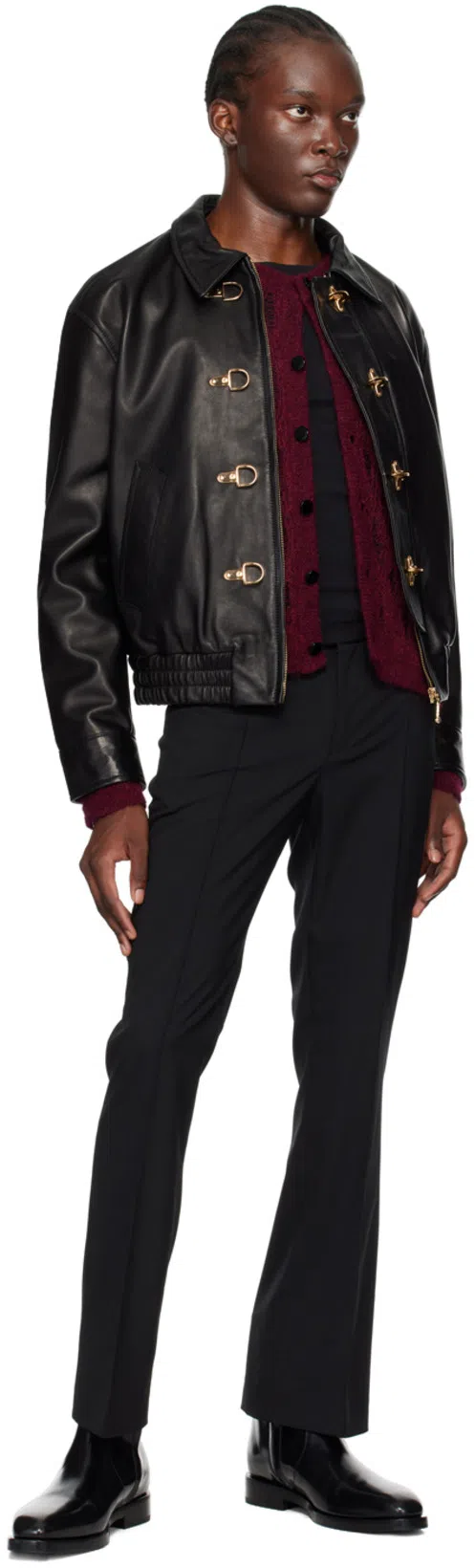 FERRAGAMO Squared Toe Ankle Boot In Nero