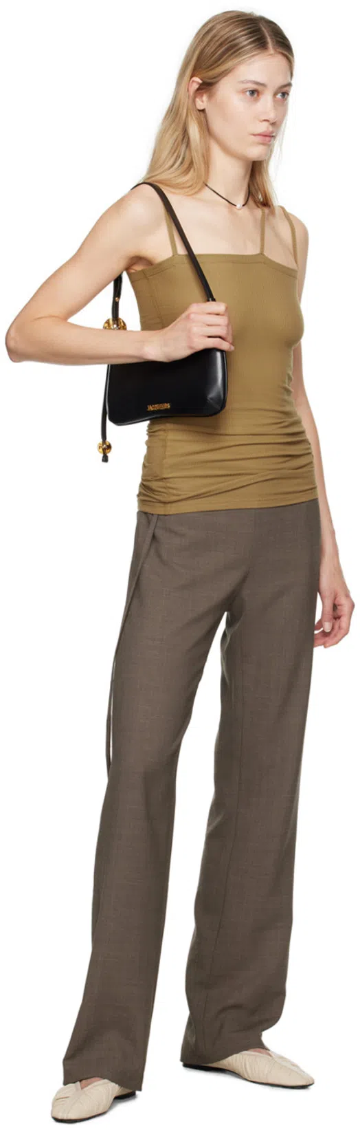 JACQUEMUS Le Bisou Perle Smooth Leather Bag In Black