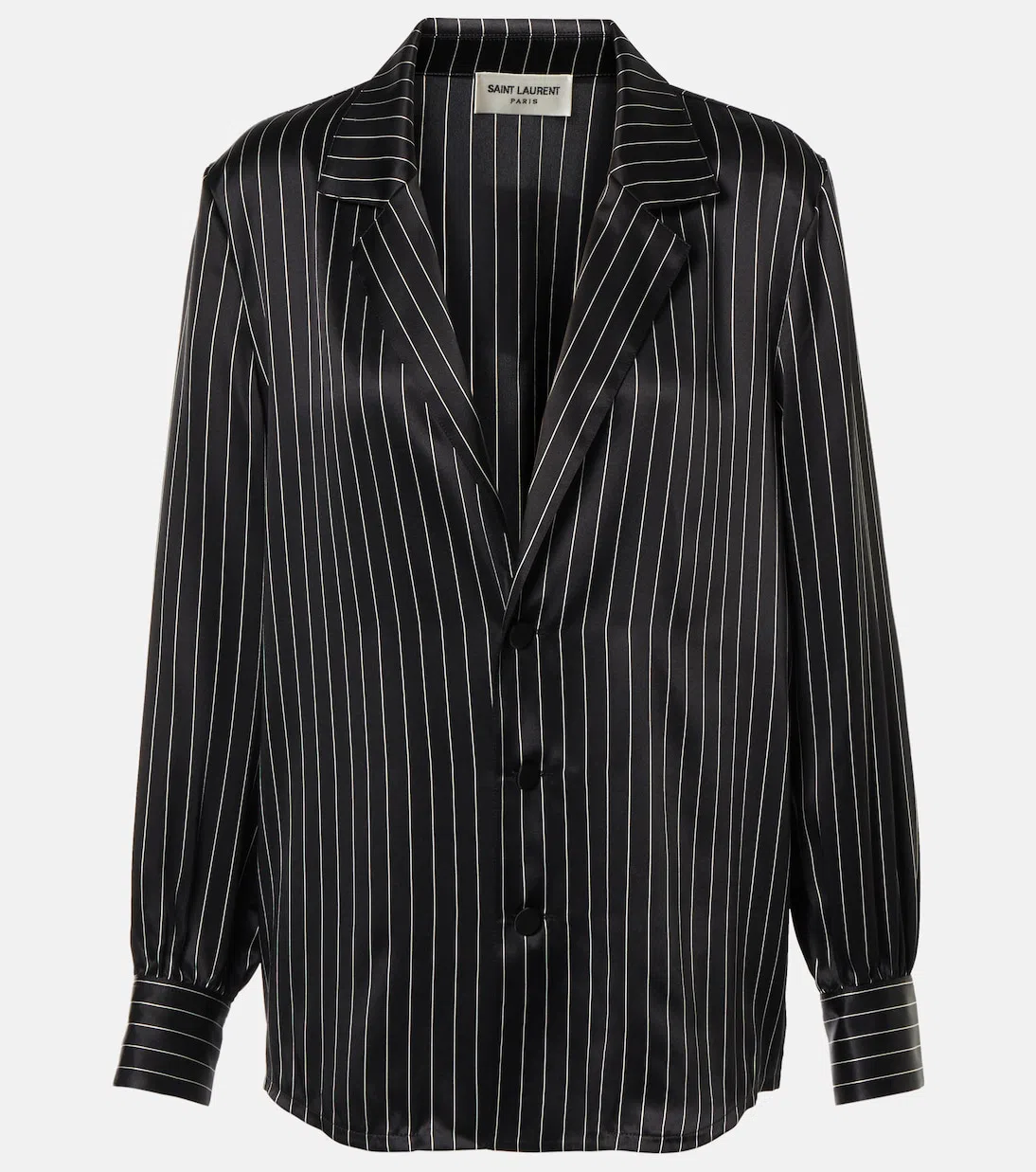 SAINT LAURENT Striped Silk Button-front Blouse In Off White