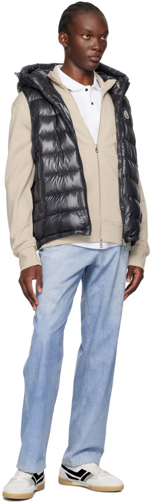 MONCLER Logo-patch Cotton Polo Shirt In White