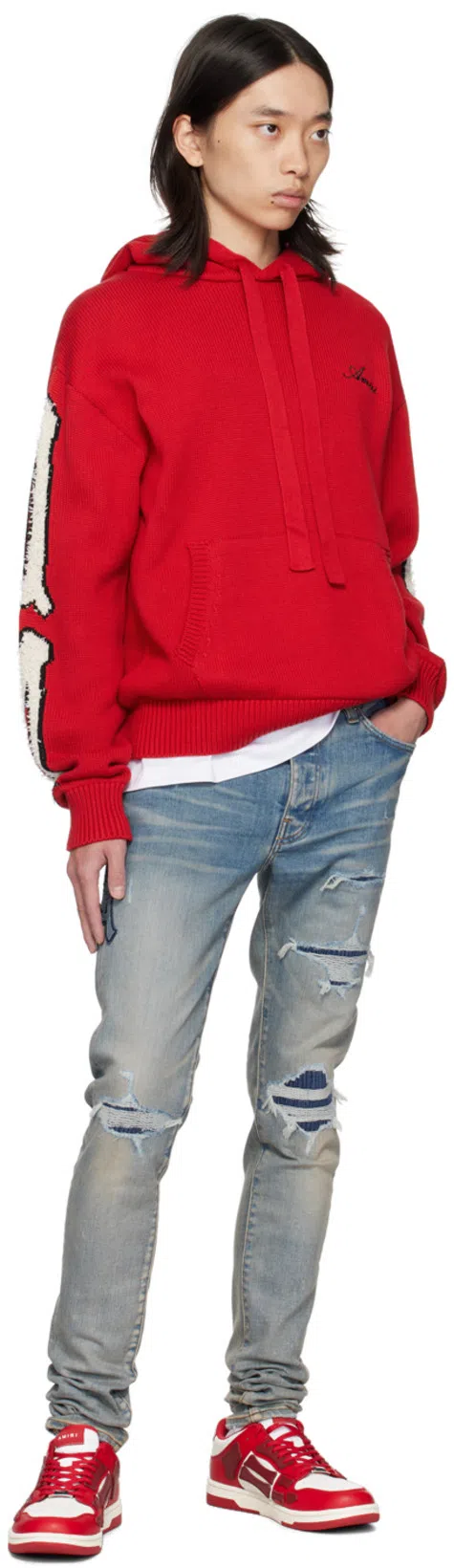 AMIRI Cotton Crew Neck T-shirt With Contrasting Logo Detail In White