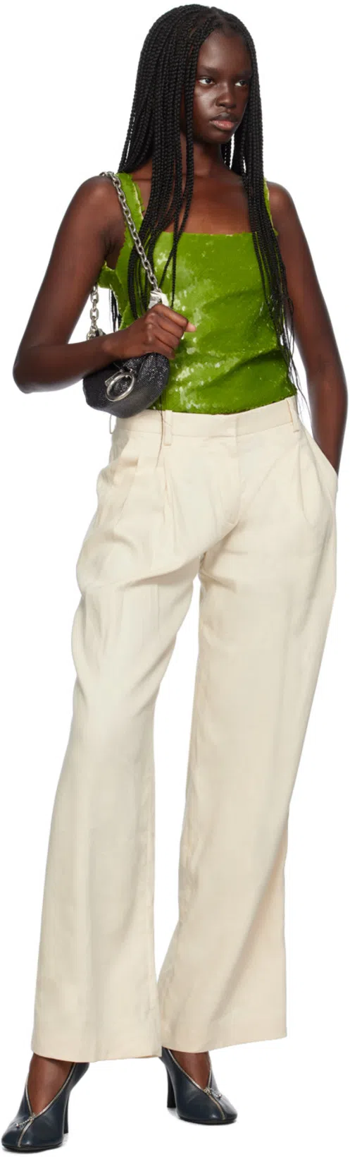 HELMUT LANG Off-white Pleated Trousers In Summer Sand - 1yz