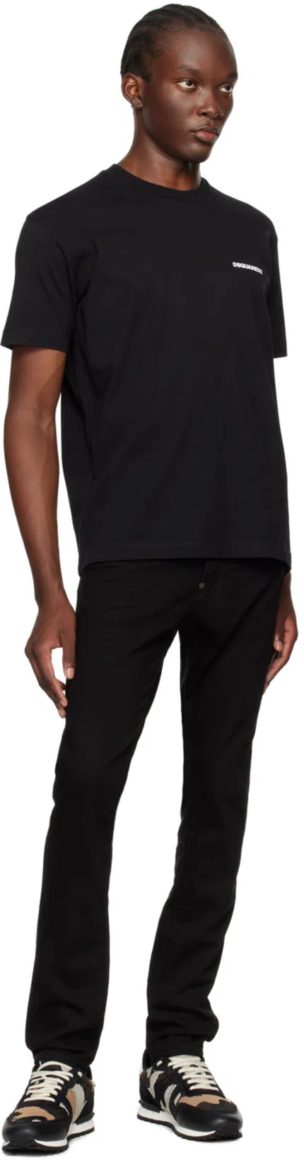 DSQUARED2 Cotton Cargo Trouser With Logo Patch In Black