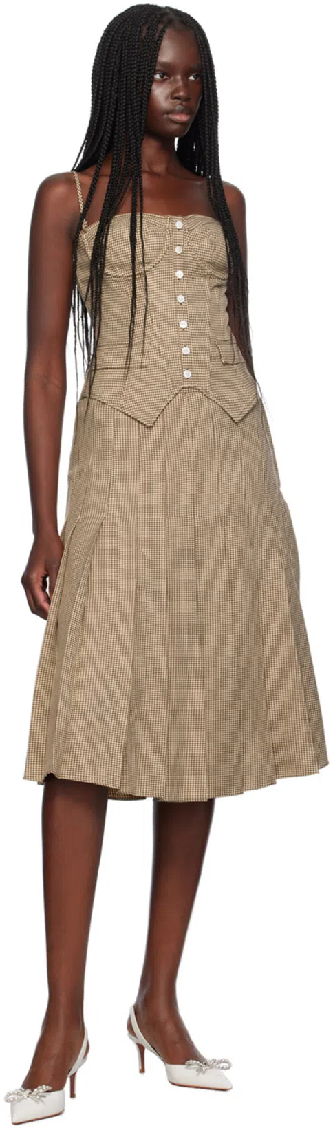 AMINA MUADDI Rosie Leather Crystal Bow Slingback Pumps In White