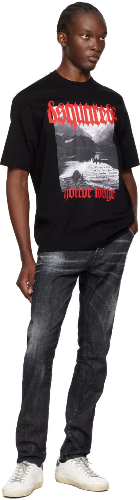 DSQUARED2 Distressed Slim Fit Jeans In Black