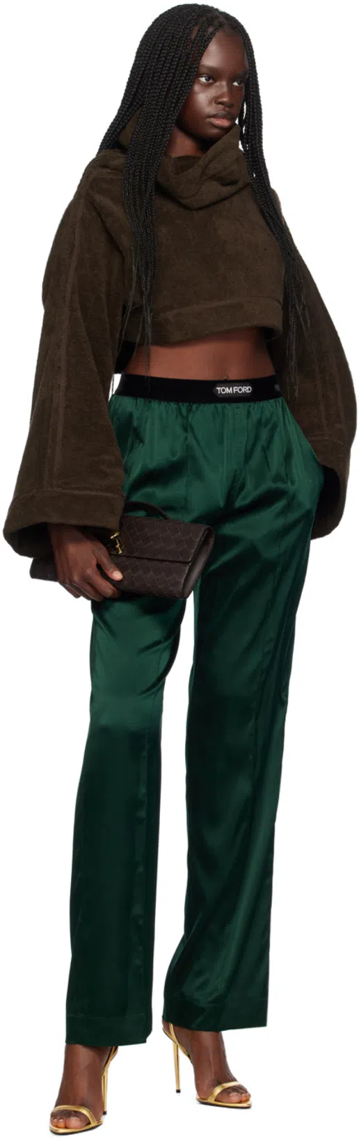 BOTTEGA VENETA Women Leather Andiamo Clutch With Intrecciato Motif In Black