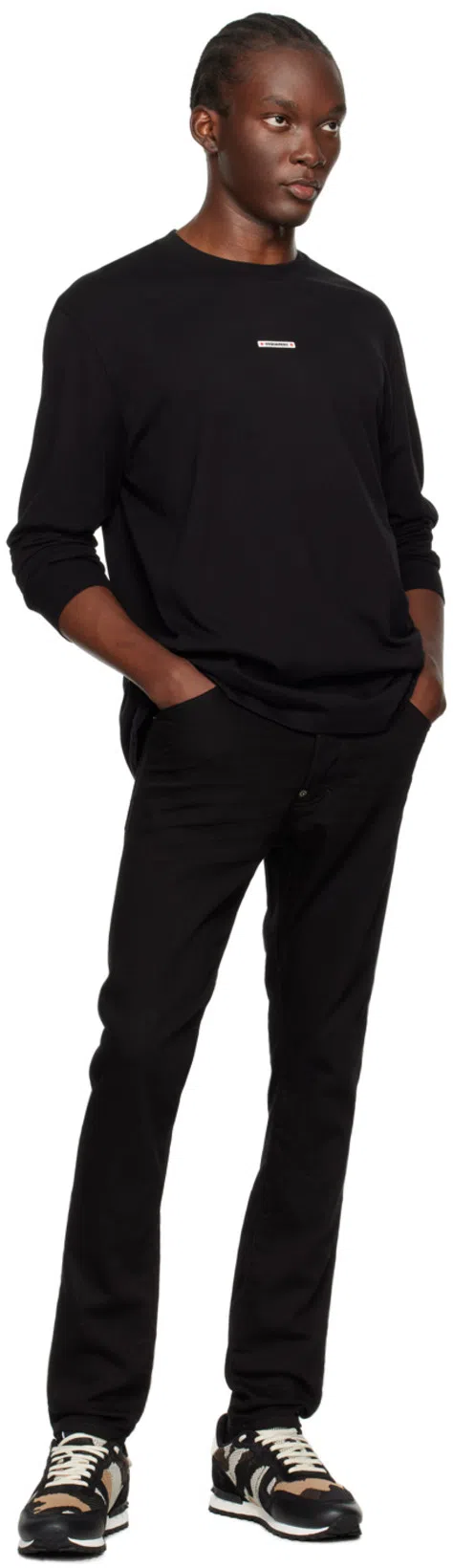 DSQUARED2 Cotton Cargo Trouser With Logo Patch In Black