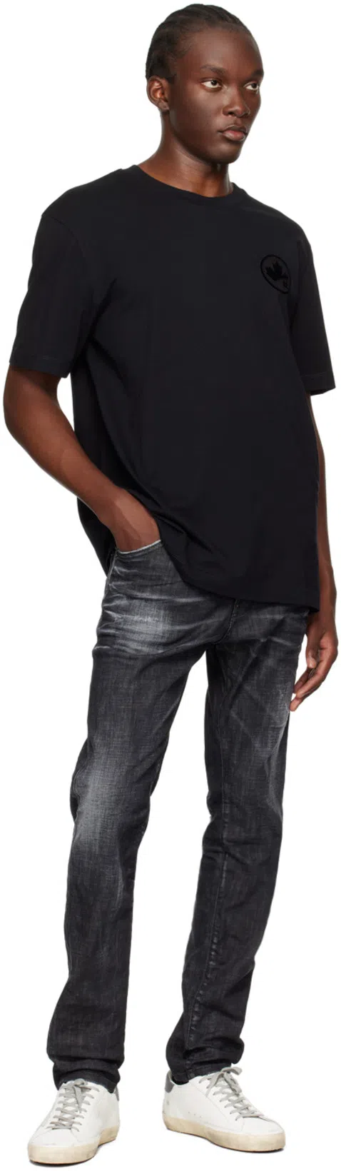 DSQUARED2 Distressed Slim Fit Jeans In Black