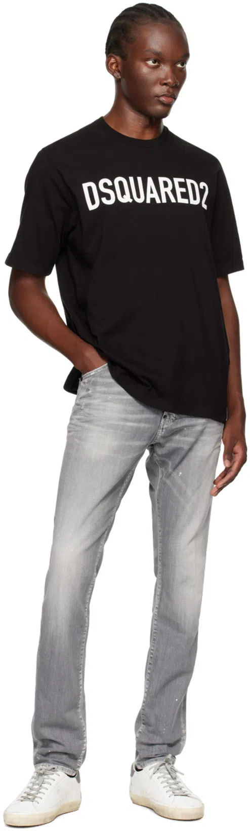 DSQUARED2 Crew Neck T-shirt With Printed Logo In Black