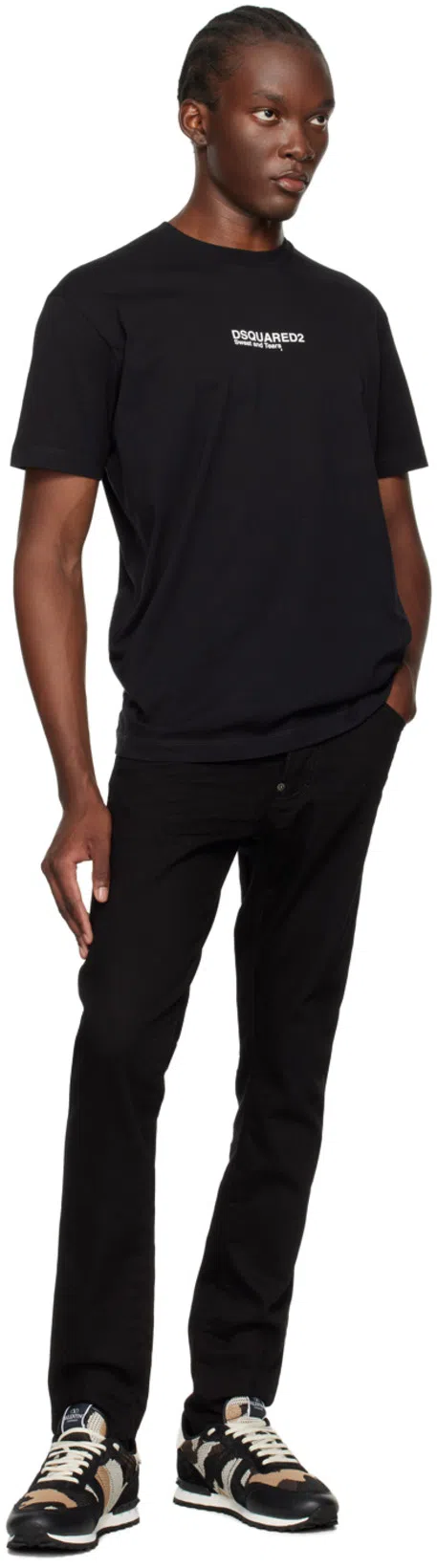 DSQUARED2 Cotton Cargo Trouser With Logo Patch In Black