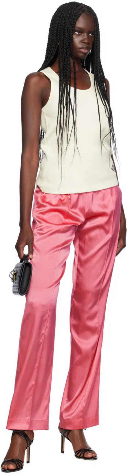 TOM FORD Jacquard-trimmed Stretch-silk Satin Wide-leg Pants In Pink
