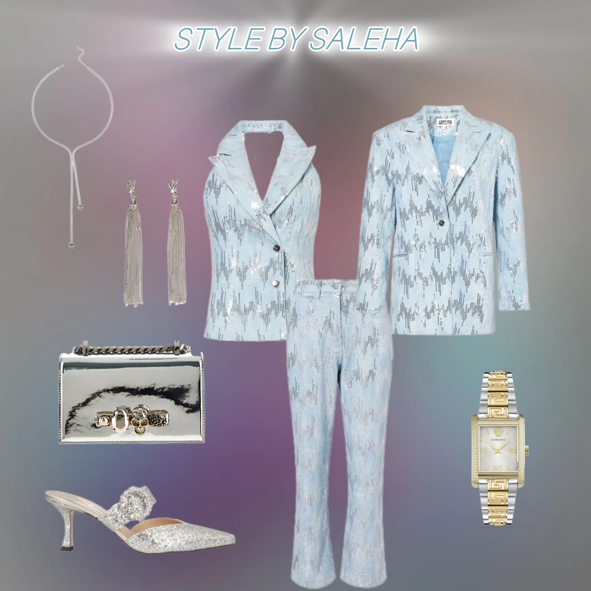 SAINT LAURENT Loulou Chain Tassel Earrings In Silver