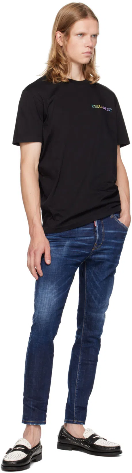 DSQUARED2 Straight Style Denim Trousers With Contrast Stitching In Blue