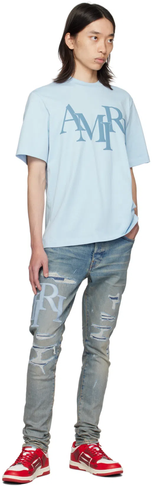 AMIRI Low Top Sneakers Contrast Panels In Red