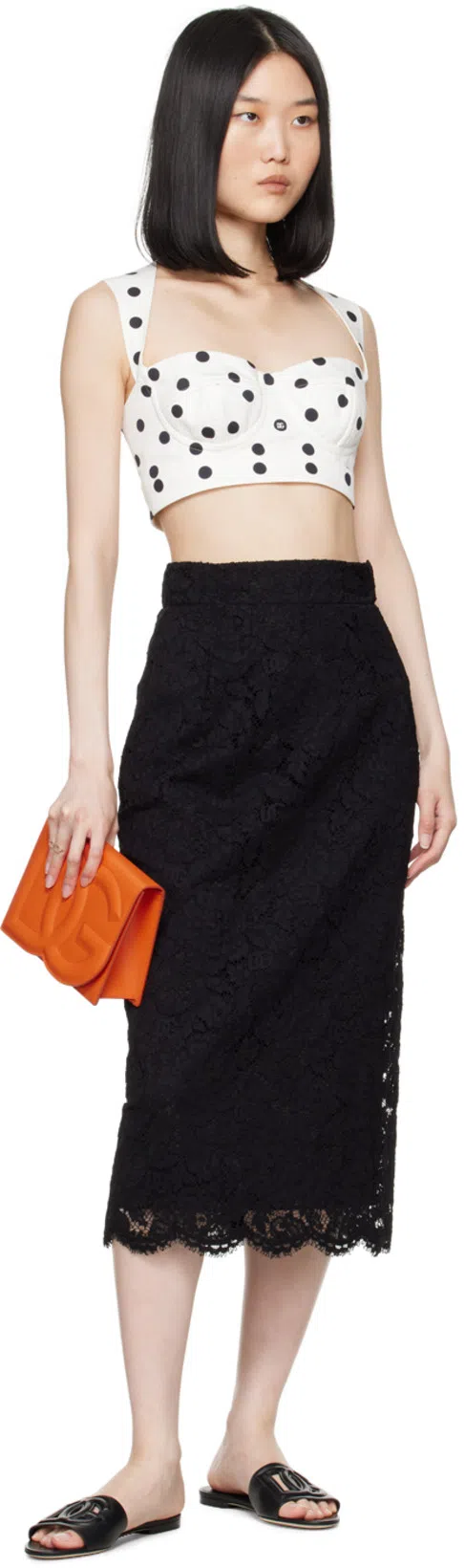 DOLCE & GABBANA Embellished Leather Slide Slippers In Black