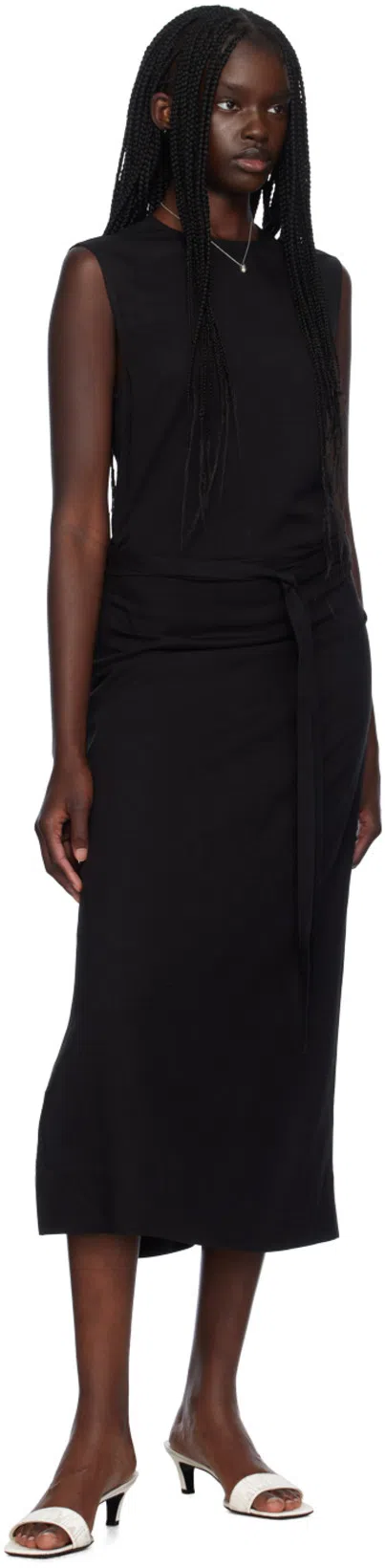 TOTÊME Black Fluid Tie-waist Maxi Dress In 001 Black