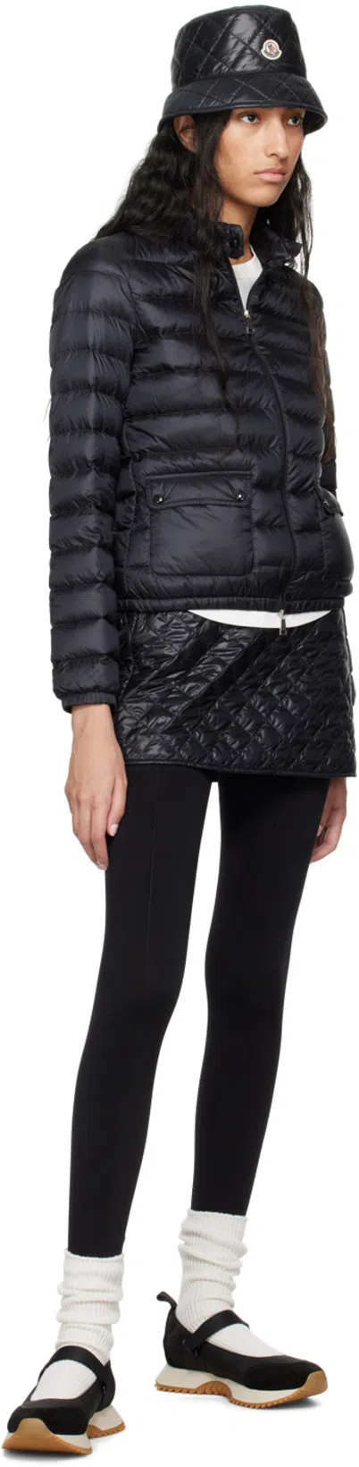 MONCLER Quilted Black Skirt With Glossy Finish And Wrap Style