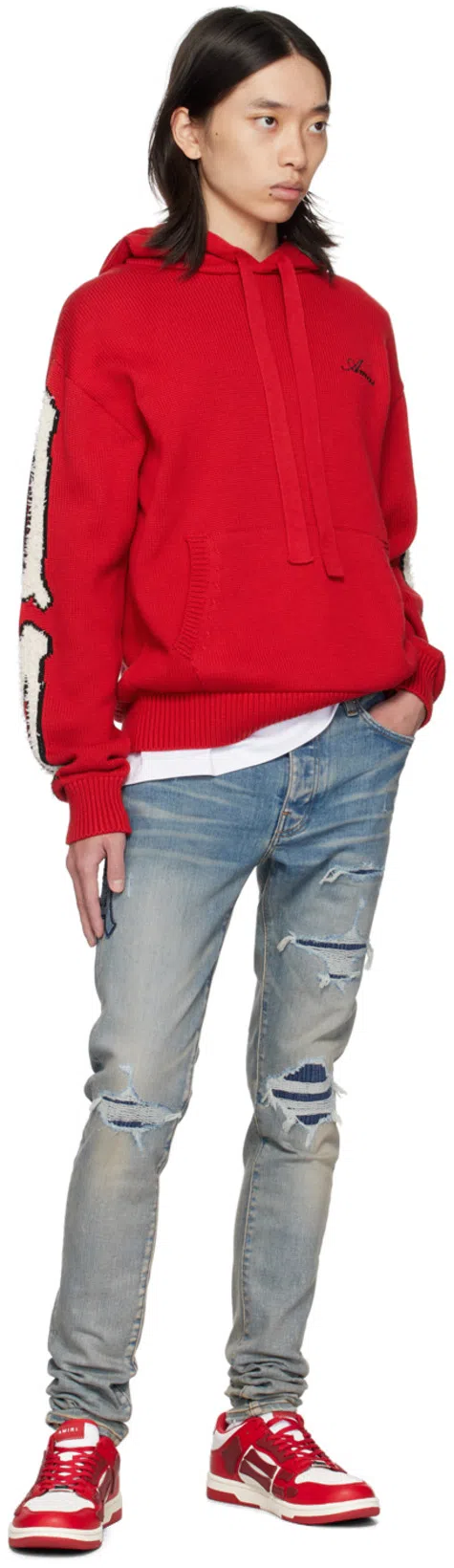 AMIRI Low Top Sneakers Contrast Panels In Red