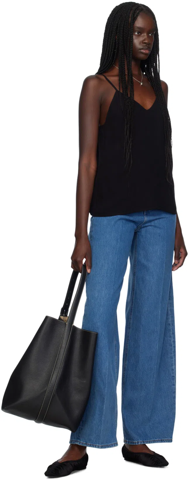 TOTÊME Womens Black The Gathered Square-toe Satin Flats