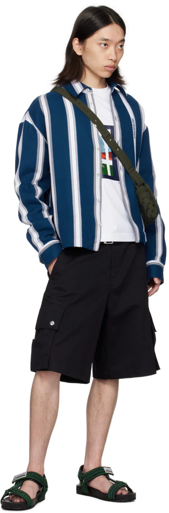 JACQUEMUS Le Cargo Belted Bermuda Shorts In Black