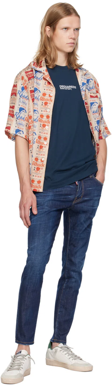 DSQUARED2 Blue Jeans With Belt Loops And Logo Patch On The Rear In 470