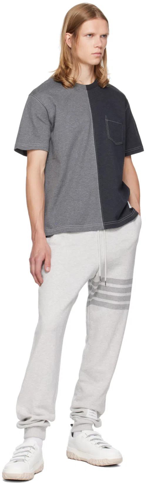 THOM BROWNE Jogger Trousers 4 Bar In Grey