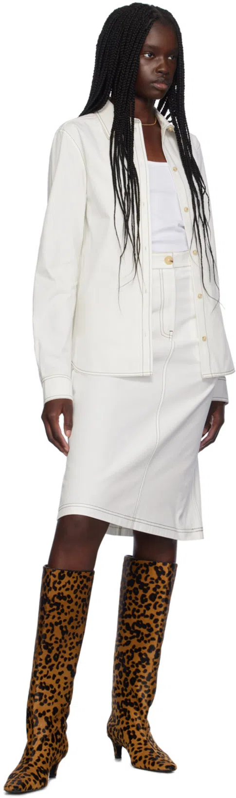 TOTÊME The Wide Shaft Leopard-print Calf Hair Knee Boots In Multi