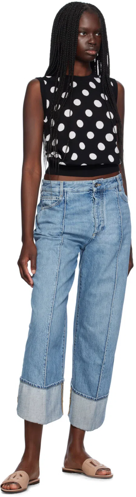 DOLCE & GABBANA 10mm Bianca Leather Slide Sandals In Pink