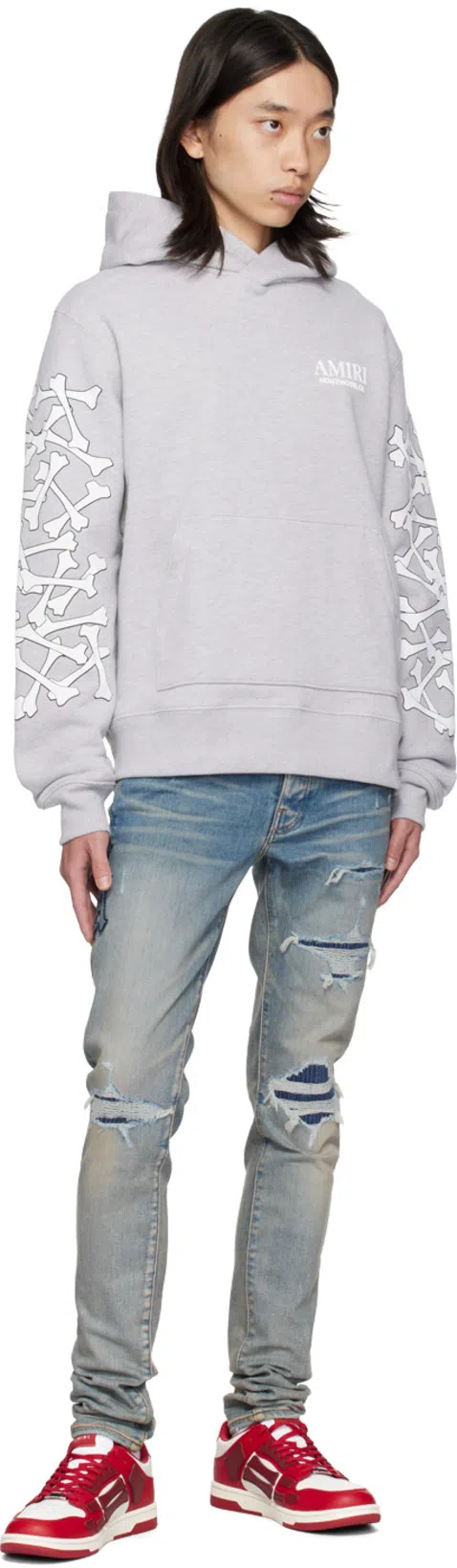 AMIRI Low Top Sneakers Contrast Panels In Red