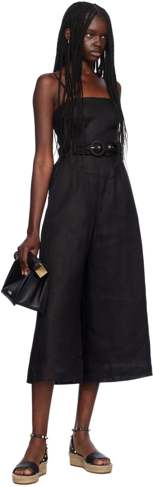 JACQUEMUS La Petite Pochette Rond Leather Clutch In Black