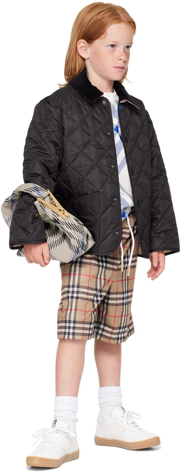 BURBERRY Mini Peg Check Knitted Bag In Neutrals