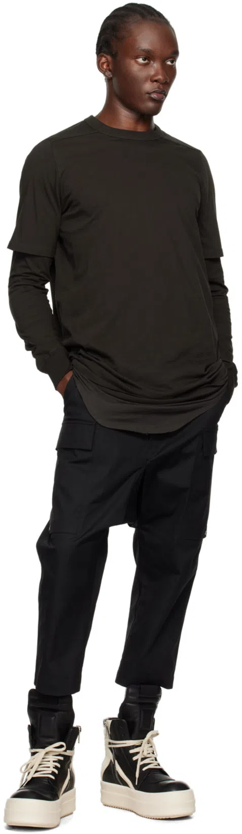 RICK OWENS Geometric High-top Sneakers Unique Laces In Black