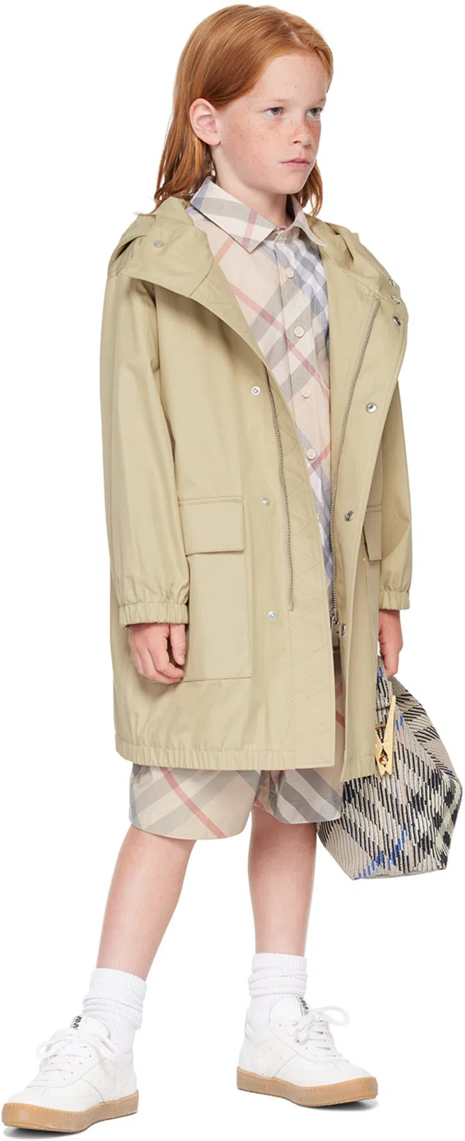 BURBERRY Mini Peg Check Knitted Bag In Neutrals