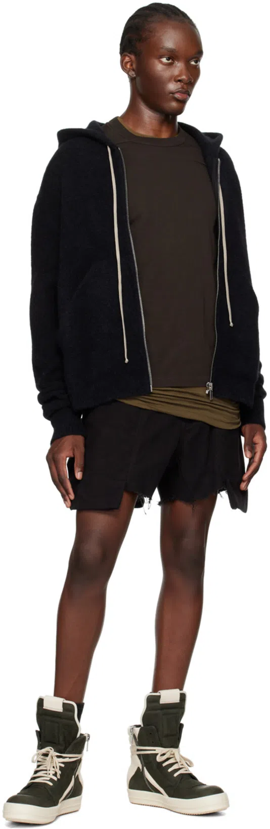 RICK OWENS Geometric High-top Sneakers Unique Laces In Black