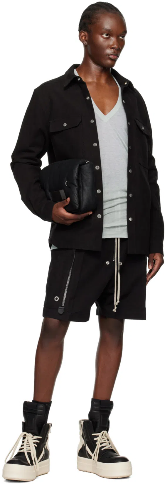 RICK OWENS Geometric High-top Sneakers Unique Laces In Black