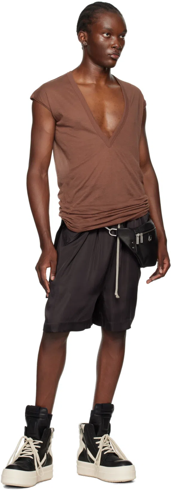 RICK OWENS Geometric High-top Sneakers Unique Laces In Black