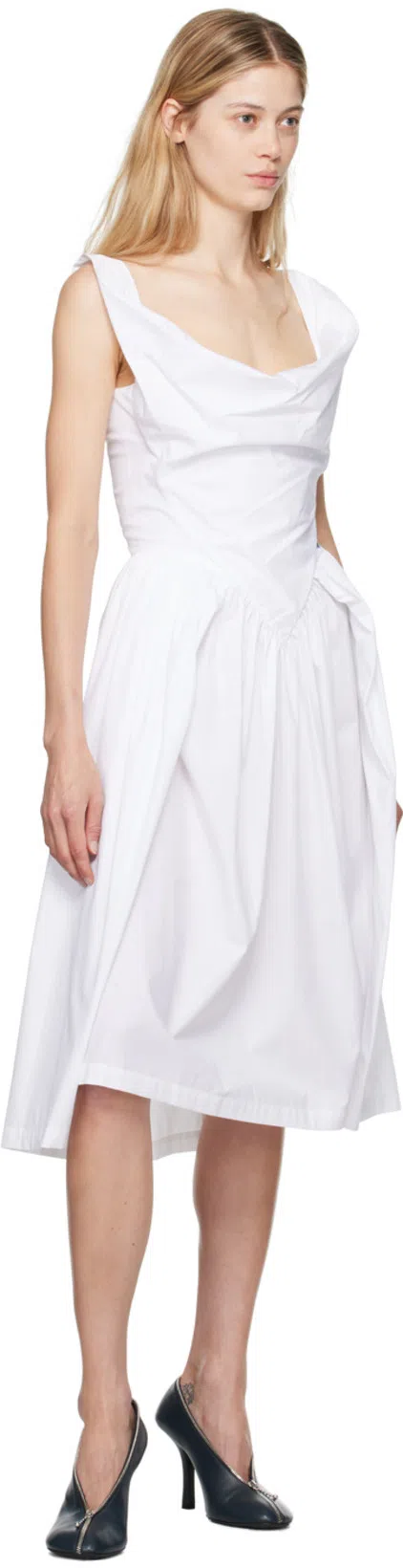 VIVIENNE WESTWOOD Sunday Draped Cotton And Silk Midi Dress In White