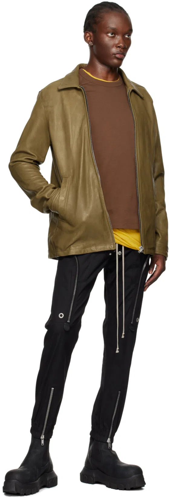 RICK OWENS Dark Green Tractor Ankle Boots With Elastic Gussets