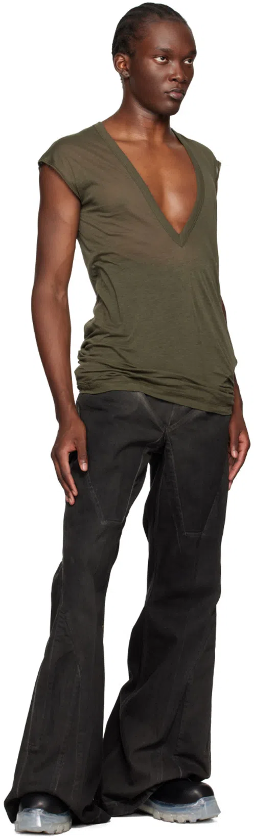 RICK OWENS Dark Green Tractor Ankle Boots With Elastic Gussets