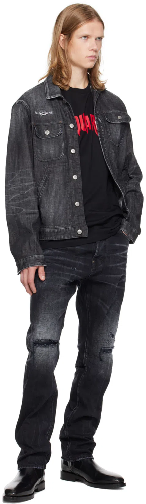 FERRAGAMO Squared Toe Ankle Boot In Nero