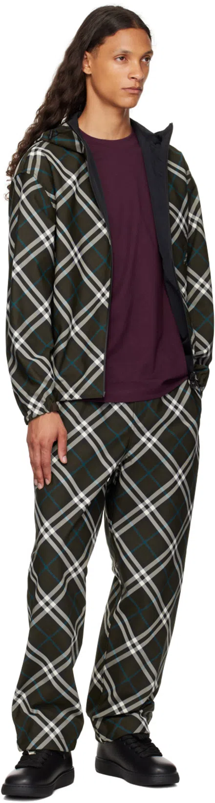 BURBERRY Nylon Trouser With Check Print In Multicolor