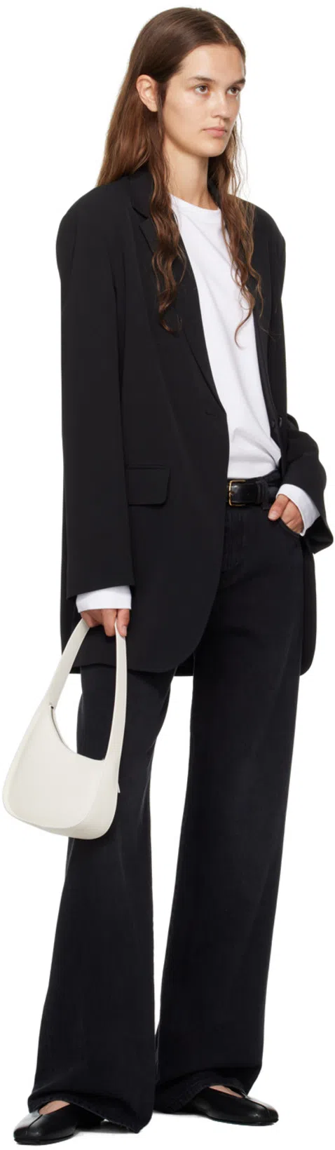 THE ROW Half Moon Shoulder Bag In Smooth Calfskin In White