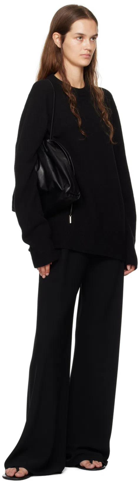 THE ROW Gala Virgin Wool Wide-leg Pants In Black