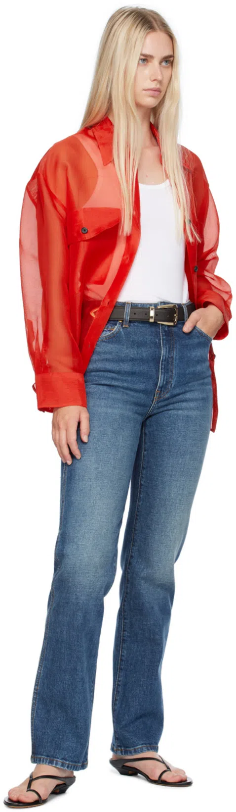 KHAITE Short-sleeved Knitted Polo Shirt In Gray