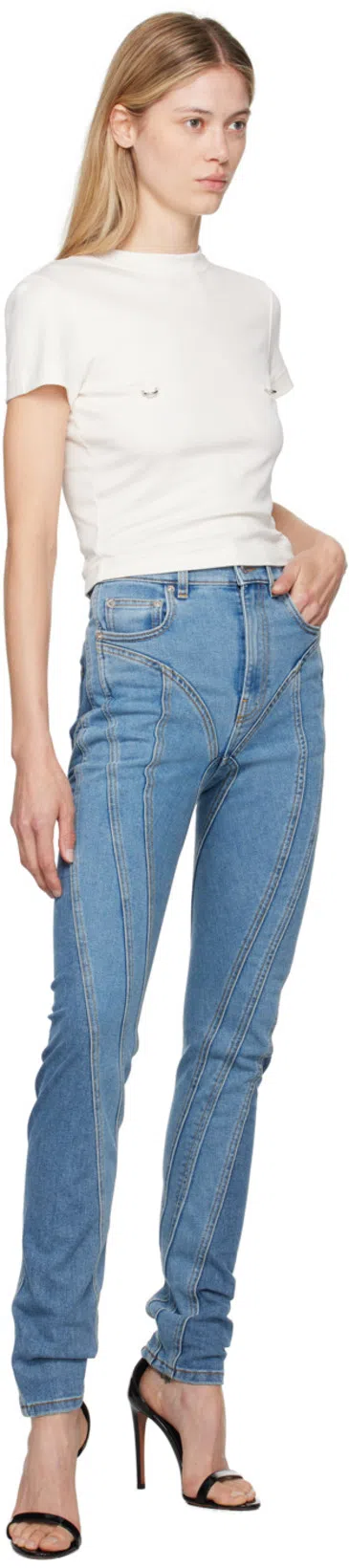 MUGLER Piercing-detail Cotton T-shirt In White