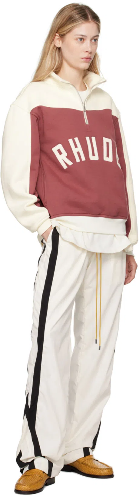 RHUDE Off-white & Black Ski Track Pants In 0128 White/black