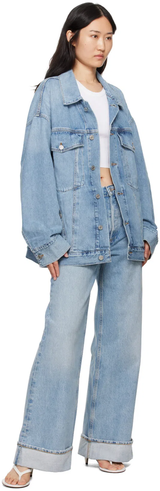 AGOLDE Dame Wide Leg Jeans In Blue