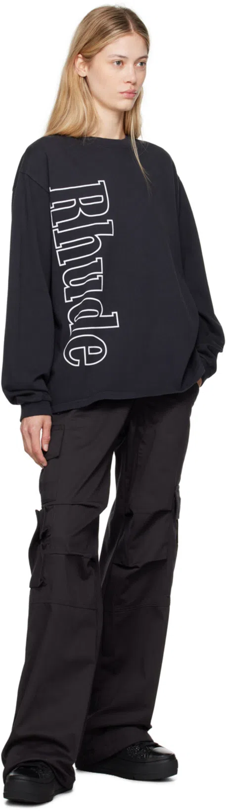 RHUDE Black Ceremonia Cargo Pants In 0015 Black